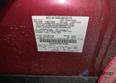 2011 Ford Taurus Limited z USA, uszkodzony, nr VIN 1FAHP2FW7BG133280